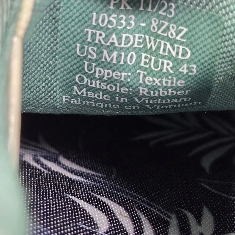 OluKai Tradewind Bamboo Mint Off White Canvas Lace Up Sneakers Shoes Mens 10